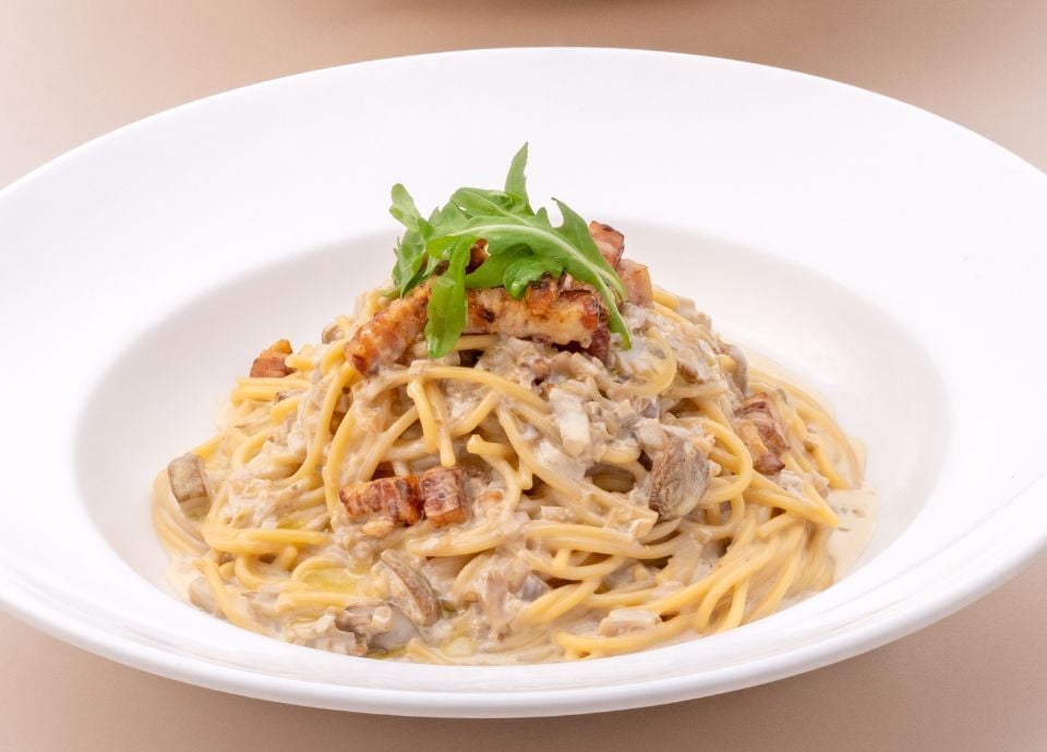 ポルチーニ茸とグアンチャーレのパスタ